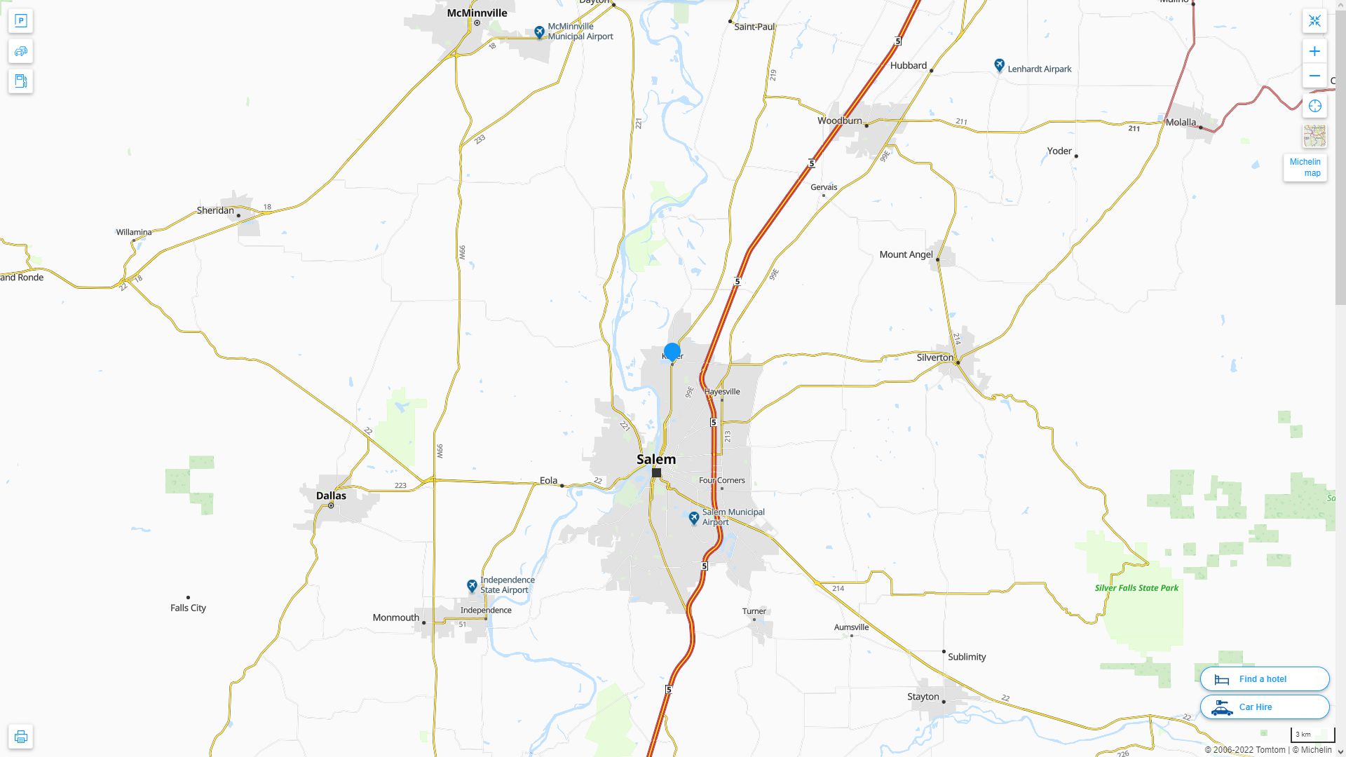 Keizer Oregon Highway and Road Map